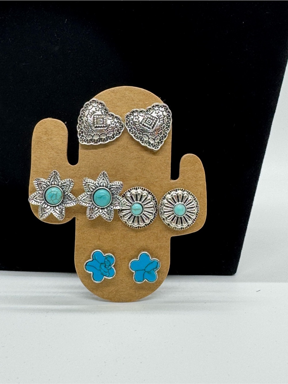Turquoise and Silver Southwestern Stud Earring Set